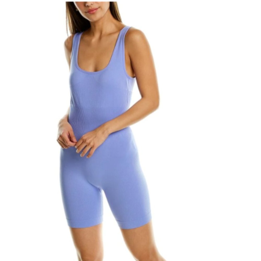 WeWoreWhat Rib Circular Knit Bodysuit, Powder Blue - Medium